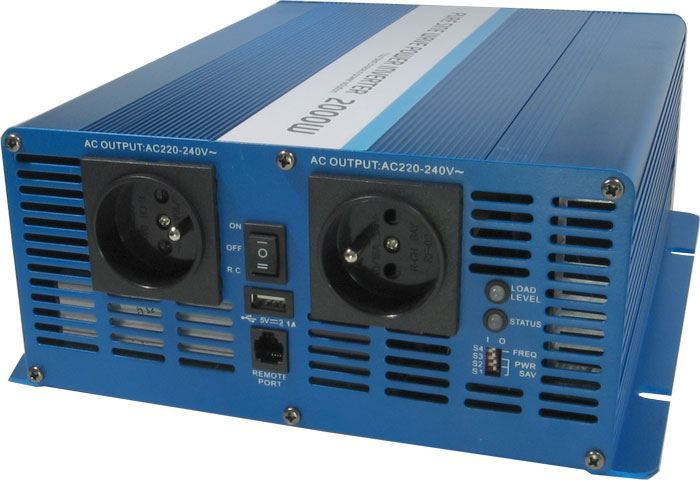 Carspa 12V/230V+USB 2000W SK2000, čistá sinusovka D.O.