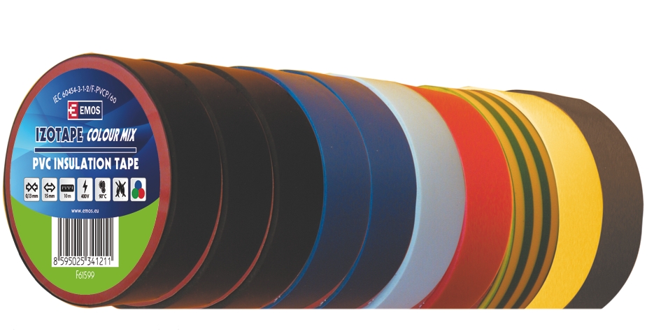 Izolační páska PVC 15mm / 10m barevný mix 10ks