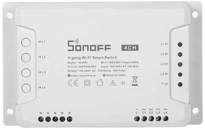 Sonoff 4CH R3, čtyřkanálový WiFi spínač 230V/10A