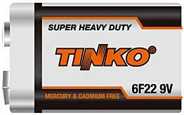 Baterie TINKO 9V 6F22, Zn-Cl
